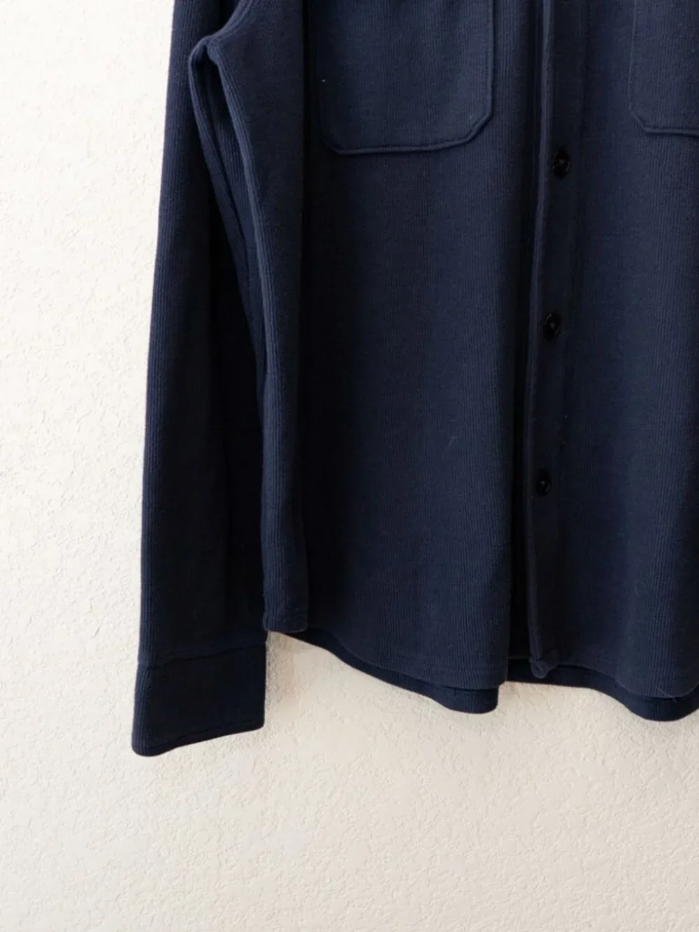 J.Crew Authentic Fleece Navy Ribbed Button Up Shirt Jacket Men's Medium Shacket